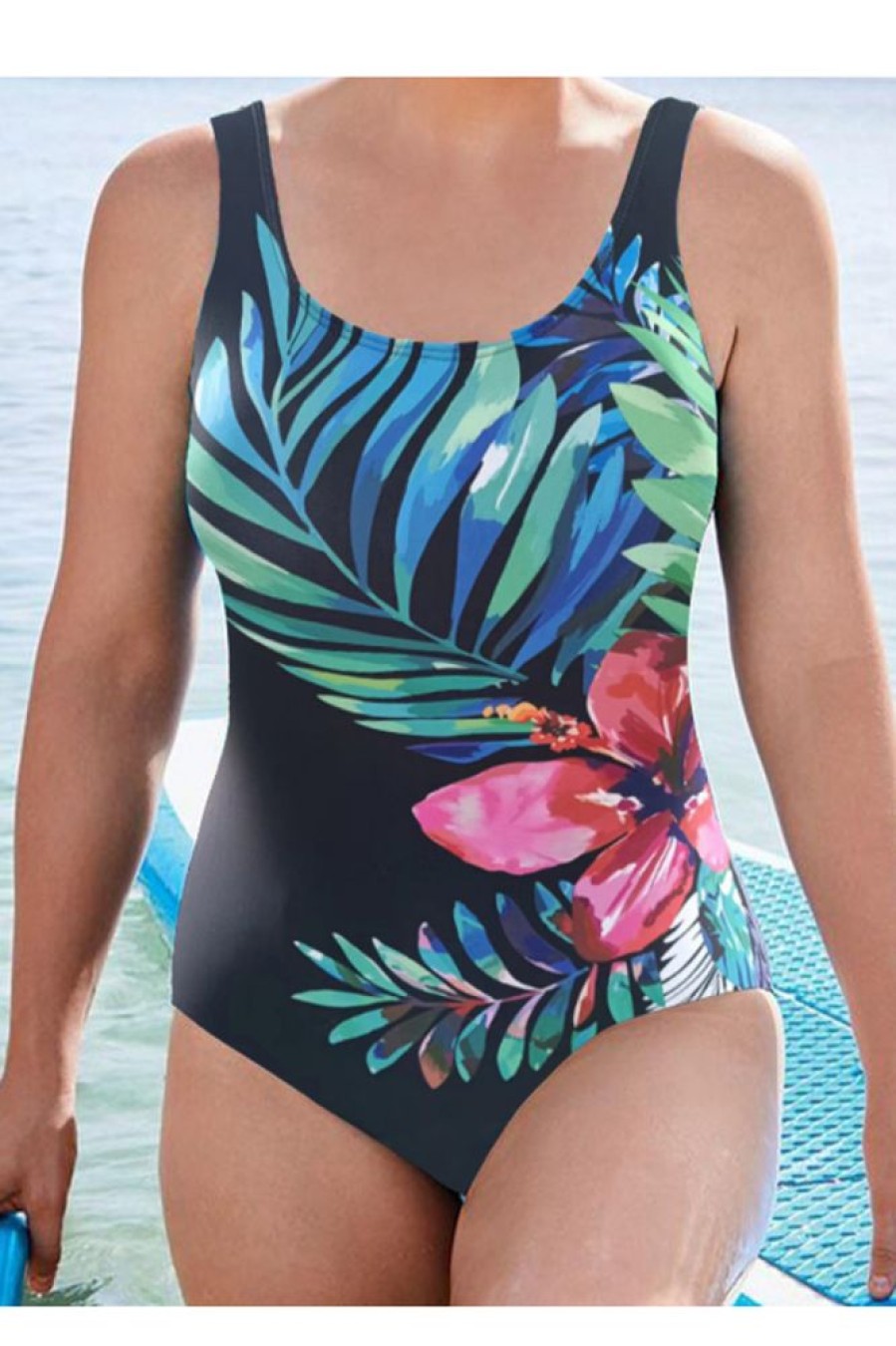 Clothing Azzlee Plus Size | Tank One Piece Swimsuit Floral