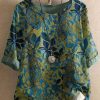 Clothing Azzlee Blouse & Shirts | Solid Printed Round Neck 3/4 Sleeve Shirt Green