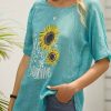 Clothing Azzlee T-Shirts | Casual Tops Short Sleeve Round Neck Floral Printed Vintage Sunshine Blouse