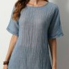 Clothing Azzlee Blouse & Shirts | Casual Summer Round Neck Short Sleeve Solid T-Shirt Grey