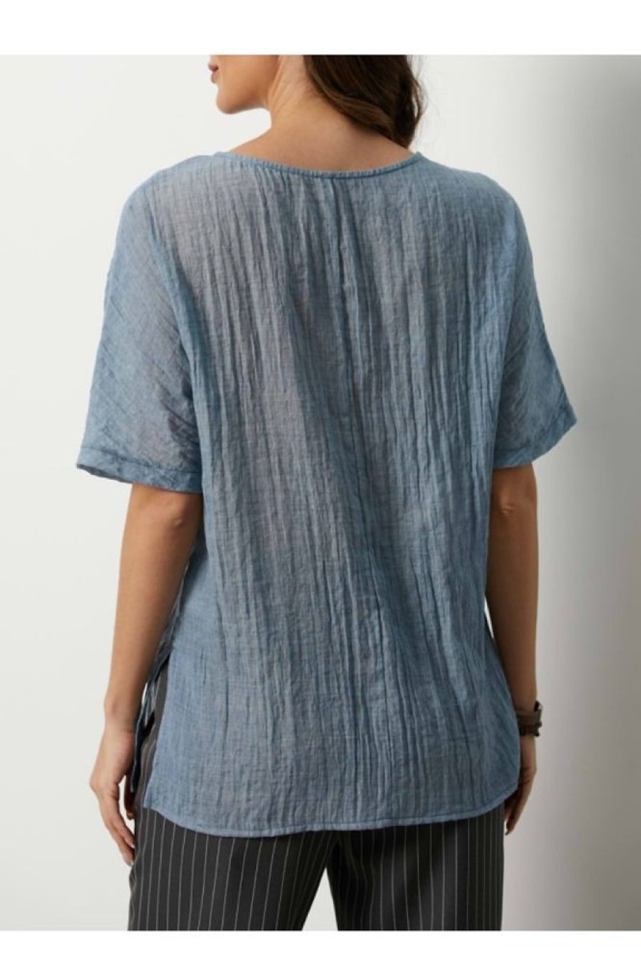 Clothing Azzlee Blouse & Shirts | Casual Summer Round Neck Short Sleeve Solid T-Shirt Grey