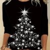 Clothing Azzlee Sweatshirt & Hoodies | Casual Graphic Tops Round Neck Star Printed Long Sleeve Xmas Sweatshirts Black