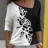 Clothing Azzlee Sweatshirt & Hoodies | Casual Graphic Tops V Neck Floral Printed Long Sleeve Blouse Multicolor