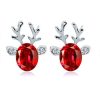 Clothing Azzlee | Crystal Gem Antler Stud Earrings For Christmas