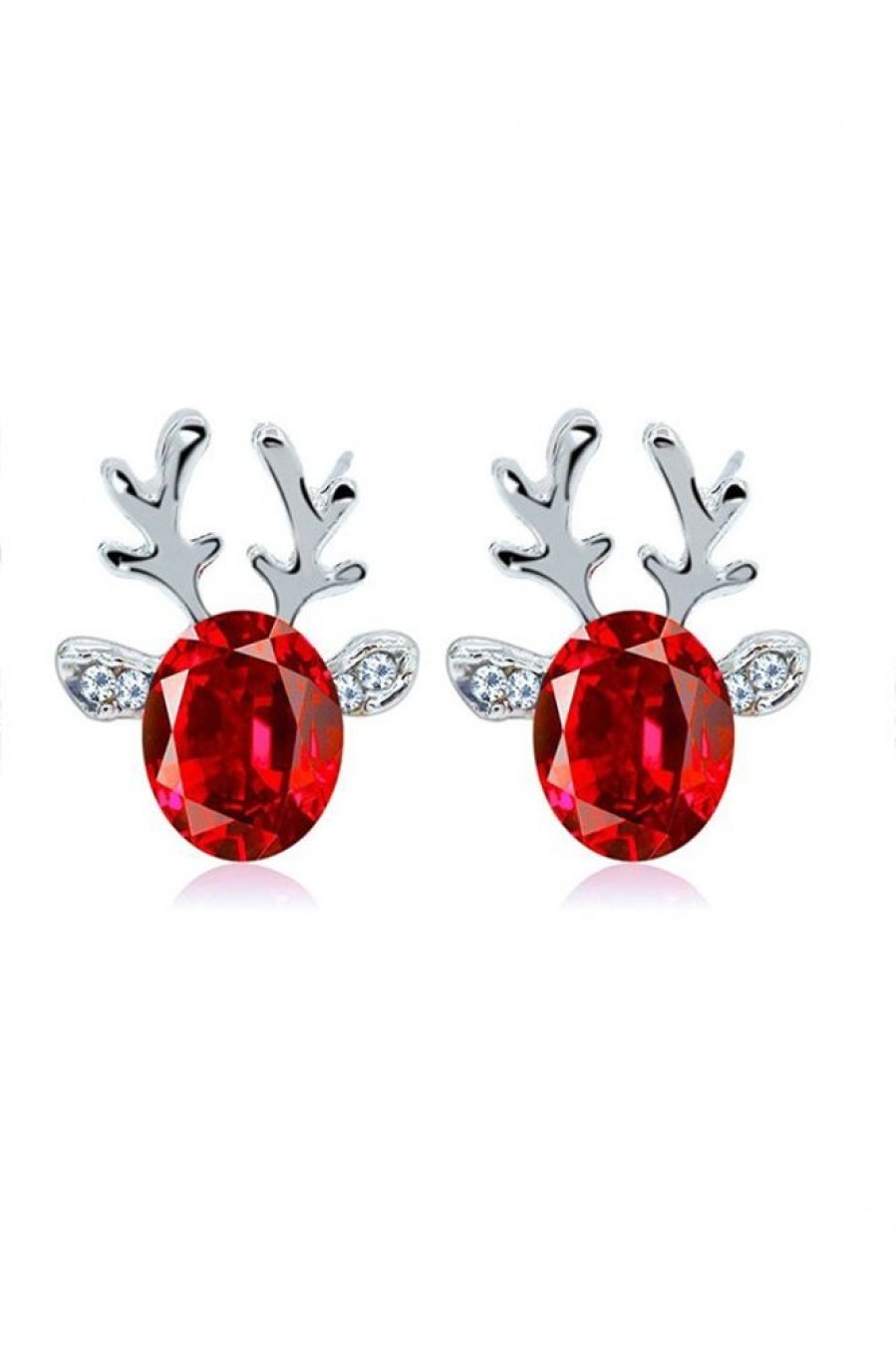 Clothing Azzlee | Crystal Gem Antler Stud Earrings For Christmas