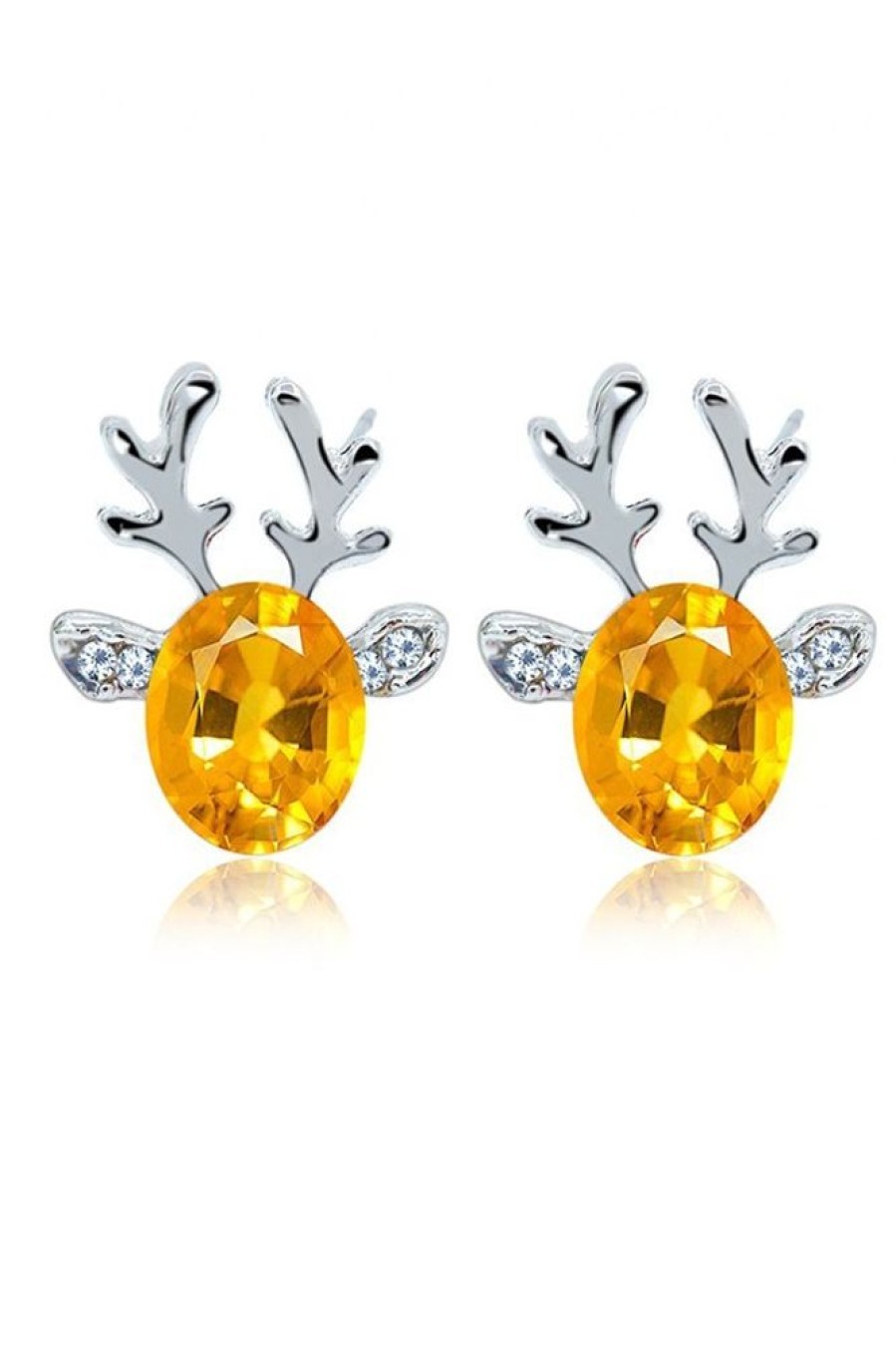 Clothing Azzlee | Crystal Gem Antler Stud Earrings For Christmas