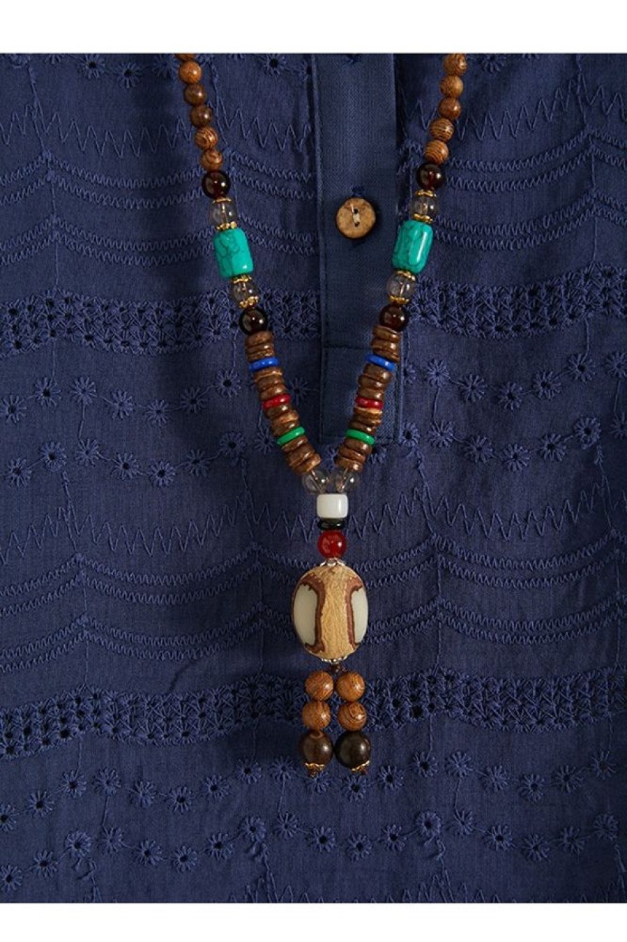 Clothing Azzlee | Vintage Handmade Wood Buddha Beads Long Necklace 10