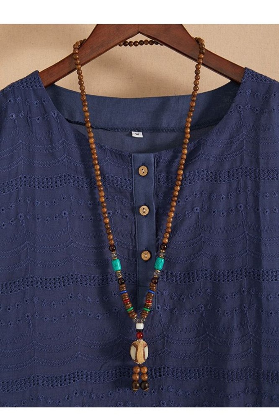 Clothing Azzlee | Vintage Handmade Wood Buddha Beads Long Necklace 10