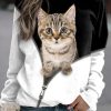 Clothing Azzlee Sweatshirt & Hoodies | Casual Graphic Tops Round Neck Long Sleeve Animal Printed Sweatshirts Black