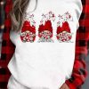 Clothing Azzlee Sweatshirt & Hoodies | Christmas Gnomes Plaid Print Crew Neck Long Sleeve Sweatshirt Red