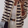 Clothing Azzlee Sweater & Cardigans | Chic Long Sleeve Striped Cardigan Multicolor