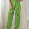 Clothing Azzlee Pants | Casual Grinch Printed Pants With Pockets Green