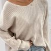 Clothing Azzlee Sweater & Cardigans | Long Sleeve Plain Sweater Apricot