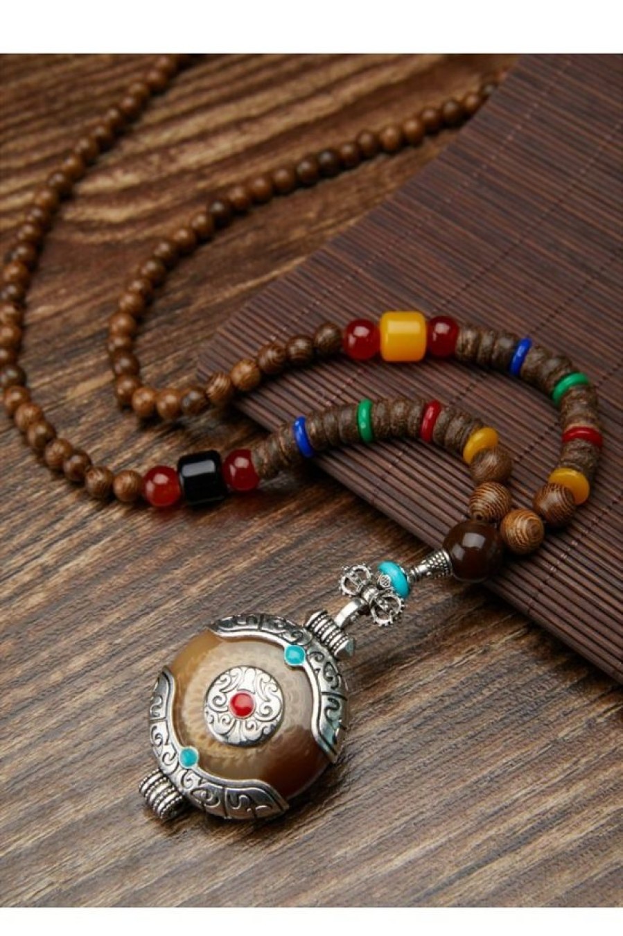 Clothing Azzlee | Vintage Handmade Wood Buddha Beads Long Necklace 1