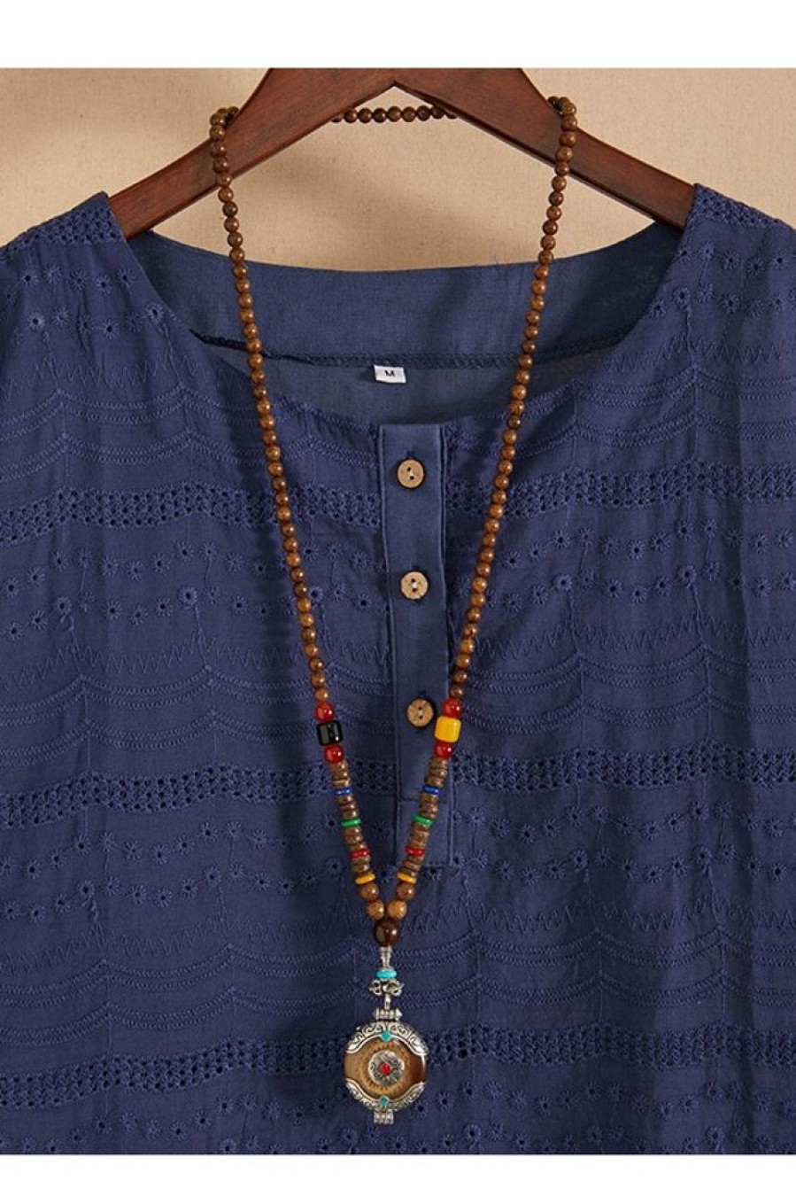 Clothing Azzlee | Vintage Handmade Wood Buddha Beads Long Necklace 1