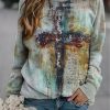 Clothing Azzlee Sweatshirt & Hoodies | Casual Graphic Tops Round Neck Long Sleeve Character Printed Sweatshirts Multi