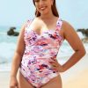 Clothing Azzlee Plus Size | Plus Size Batik Tie Dye One Piece Swimsuit Pink