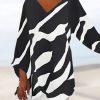 Clothing Azzlee Sweatshirt & Hoodies | Casual V Neck Stripe Long Sleeve Blouse Black