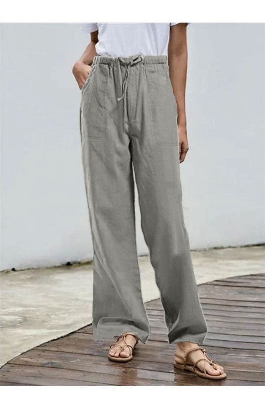 Clothing Azzlee Pants | Casual Daily Solid Pants Gray