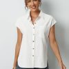 Clothing Azzlee Blouse & Shirts | Solid Buttons Collared Sleeveless Blouse White