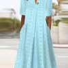 Clothing Azzlee Midi Dresses | Short Sleeve Square Neck Midi Hollow Dress Green