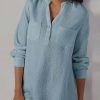 Clothing Azzlee Blouse & Shirts | Casual Tops Long Sleeve V-Neck Shirts With Pockets