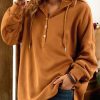 Clothing Azzlee Sweatshirt & Hoodies | Casual Tops Long Sleeve Solid Hoodies Khaki