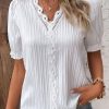 Clothing Azzlee Blouse & Shirts | Casual V Neck Solid Short Sleeve Blouse White