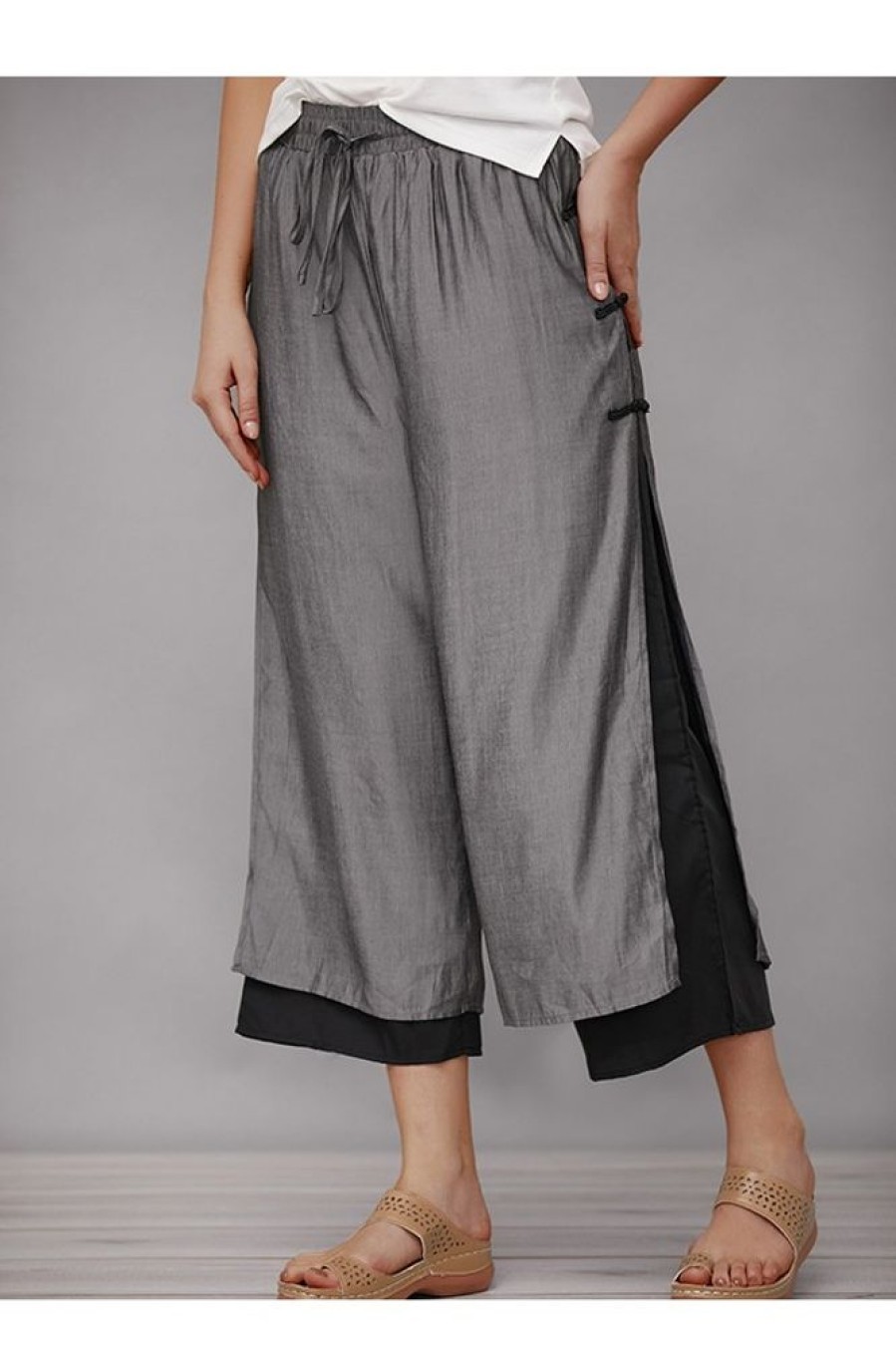 Clothing Azzlee Pants | Plain Sashes Buttons Casual Chic Plus Size Pants