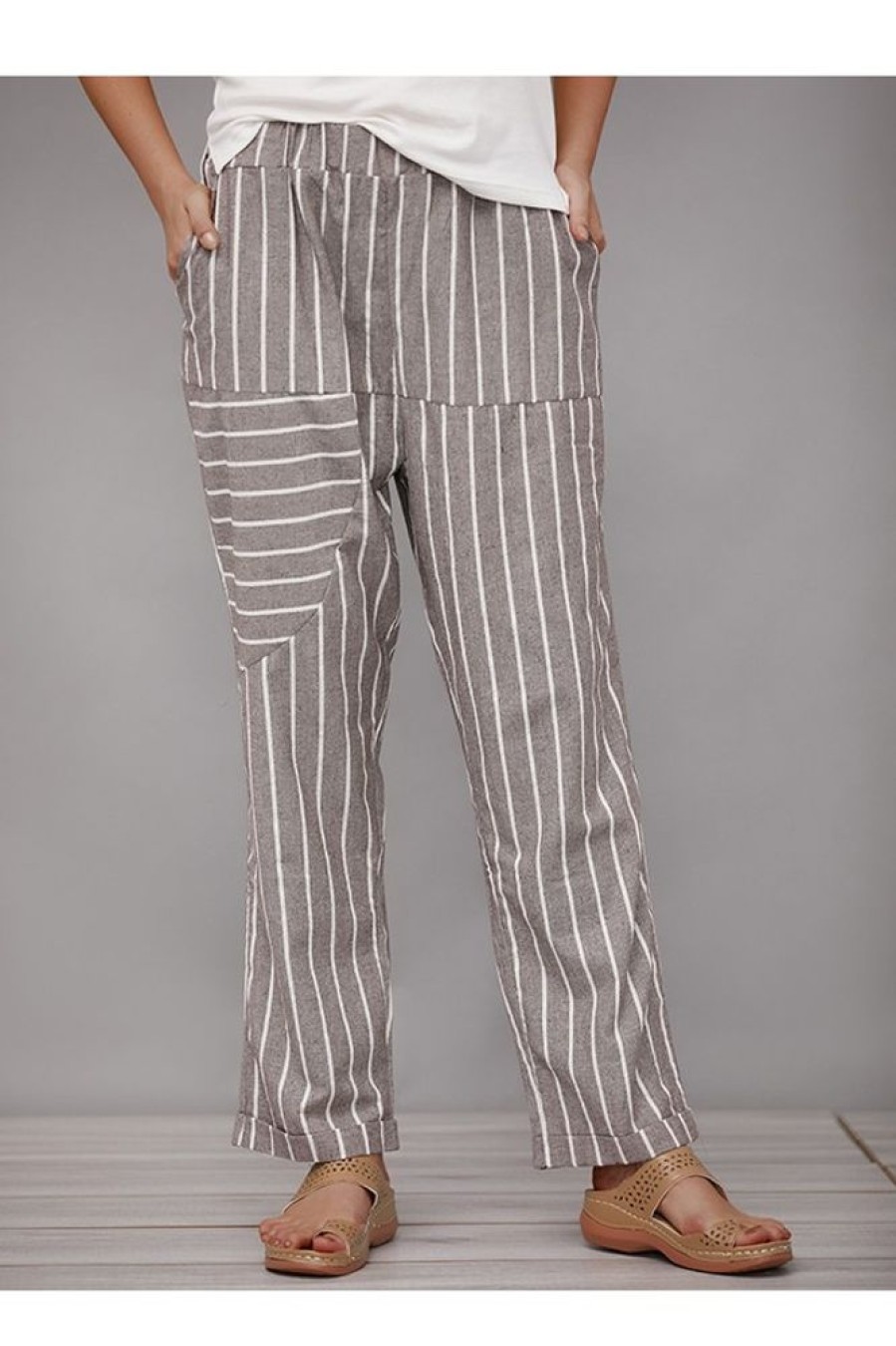 Clothing Azzlee Pants | Casual Stripe Pants With Pockets