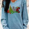 Clothing Azzlee Sweatshirt & Hoodies | Casual Graphic Tops V-Neck Long Sleeve Xmas Tree Printed Sweatshirts