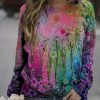 Clothing Azzlee Sweatshirt & Hoodies | Casual Round Neck Printed Long Sleeve Sweatshirts Multi