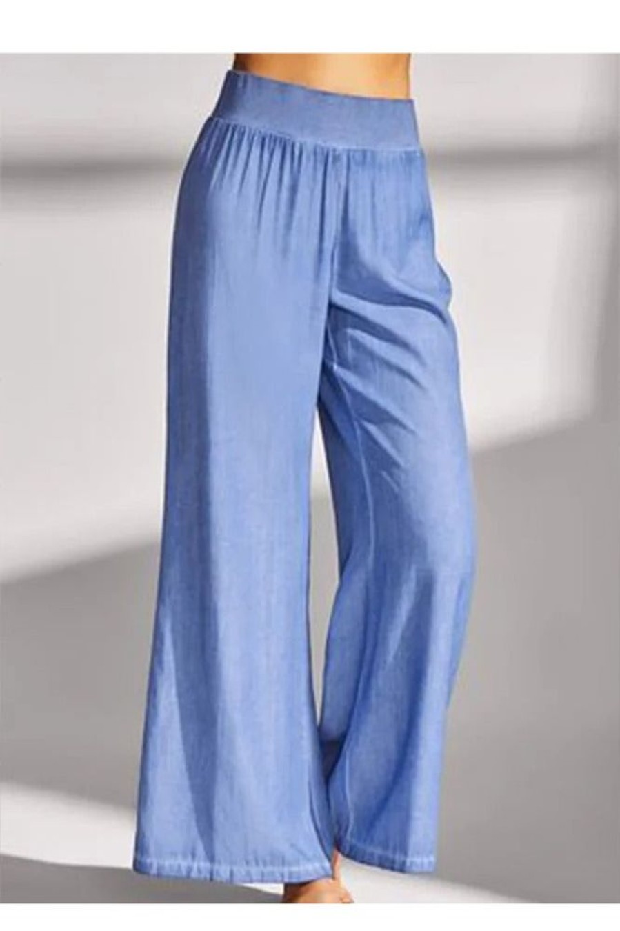 Clothing Azzlee Pants | Casual Solid Pants Blue