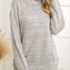 Clothing Azzlee Sweater & Cardigans | Solid Color Round Neck Long Sleeve Sweater