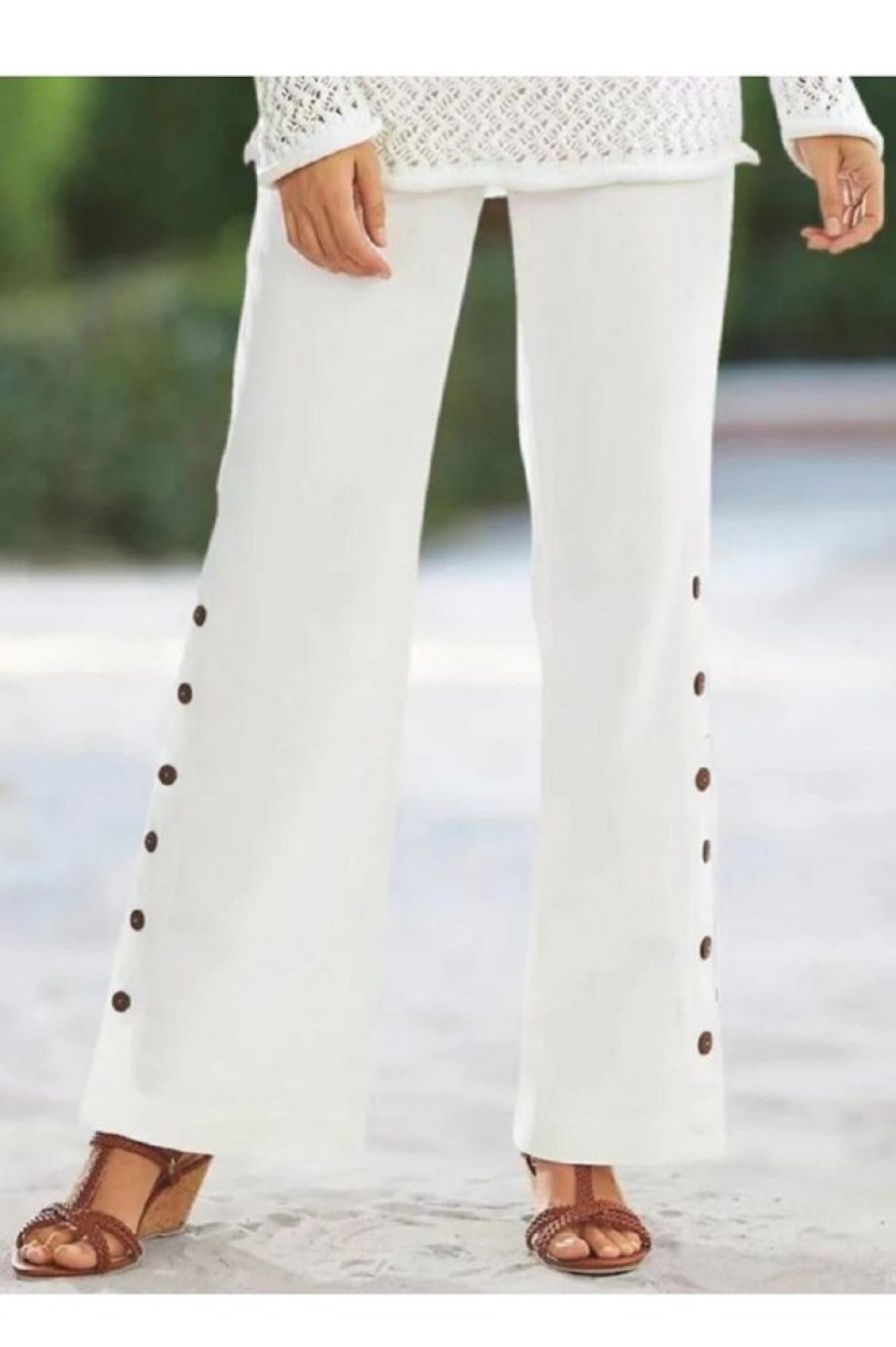 Clothing Azzlee Pants | Casual Loose Plain Pants White