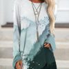 Clothing Azzlee Sweatshirt & Hoodies | Casual Graphic Tops Round Neck Long Sleeve Landscape Printed Sweatshirts Multi