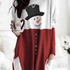 Clothing Azzlee Sweatshirt & Hoodies | Casual Graphic Tops Round Neck Long Sleeve Snowman Printed Sweatshirts With Pockets For Christmas