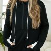 Clothing Azzlee Sweatshirt & Hoodies | Solid Zipper Hoodie Sweatshirt Black