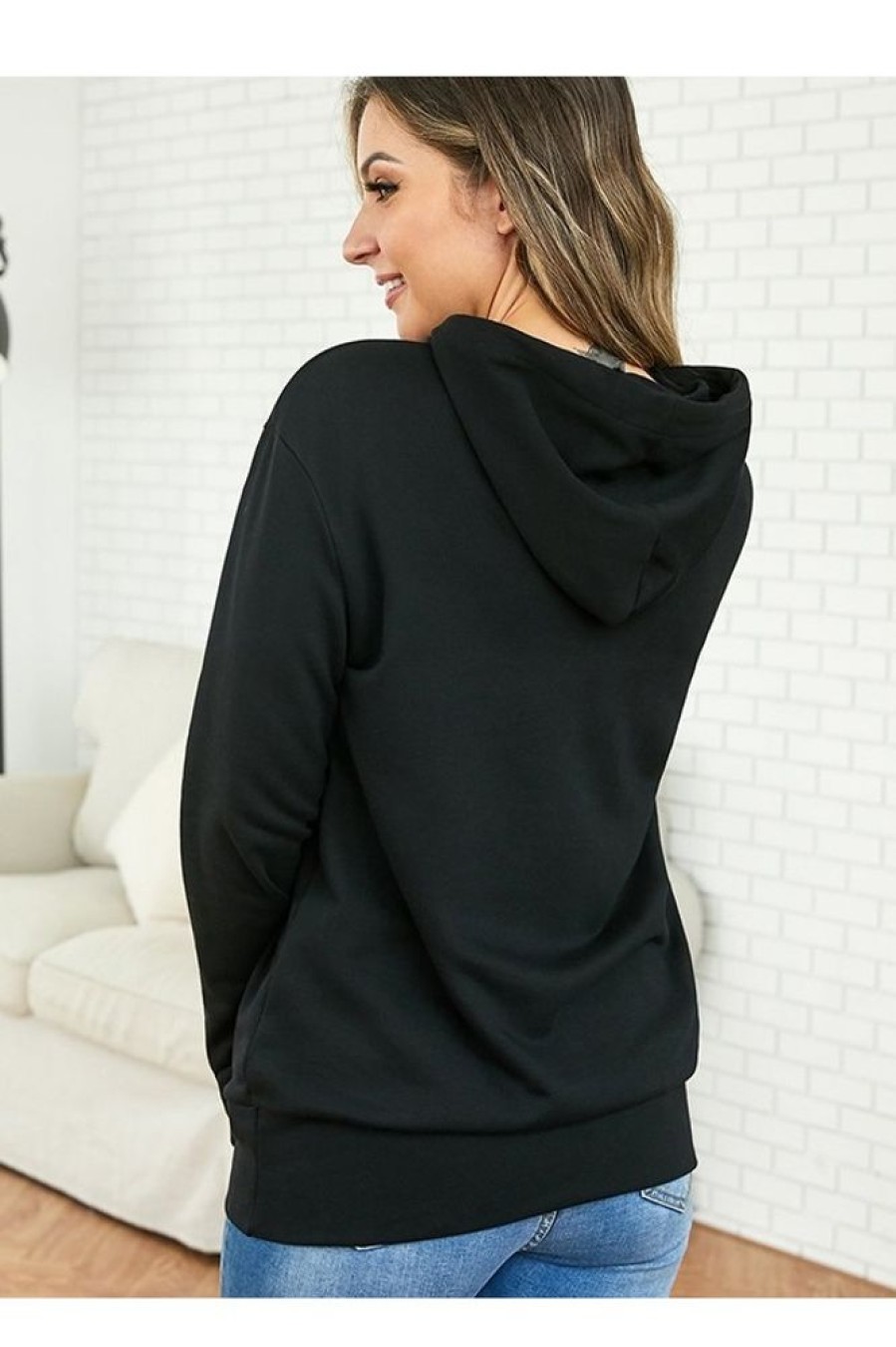 Clothing Azzlee Sweatshirt & Hoodies | Solid Zipper Hoodie Sweatshirt Black