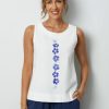 Clothing Azzlee Tanks | Flower Printed Sleeveless Loose O Neck Tank Top White