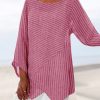 Clothing Azzlee Blouse & Shirts | Casual Long Sleeve Crew Neck Stripe Printed Blouse & Shirts