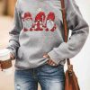 Clothing Azzlee Sweatshirt & Hoodies | Casual Graphic Tops Round Neck Long Sleeve Gnomes Printed Sweatshirts For Christmas Gray