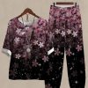 Clothing Azzlee | Casual Round Neck Floral Printed Daily Two Piece Suit As Picture