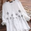 Clothing Azzlee Sweatshirt & Hoodies | Crew Neck Leaf Print Casual Long Sleeve Blouse White