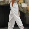 Clothing Azzlee Pants | Casual Solid Lace Elegant Pants White