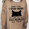 Clothing Azzlee Sweatshirt & Hoodies | Casual Long Sleeve Crew Neck Cute Cat Print Sweatshirt Khaki