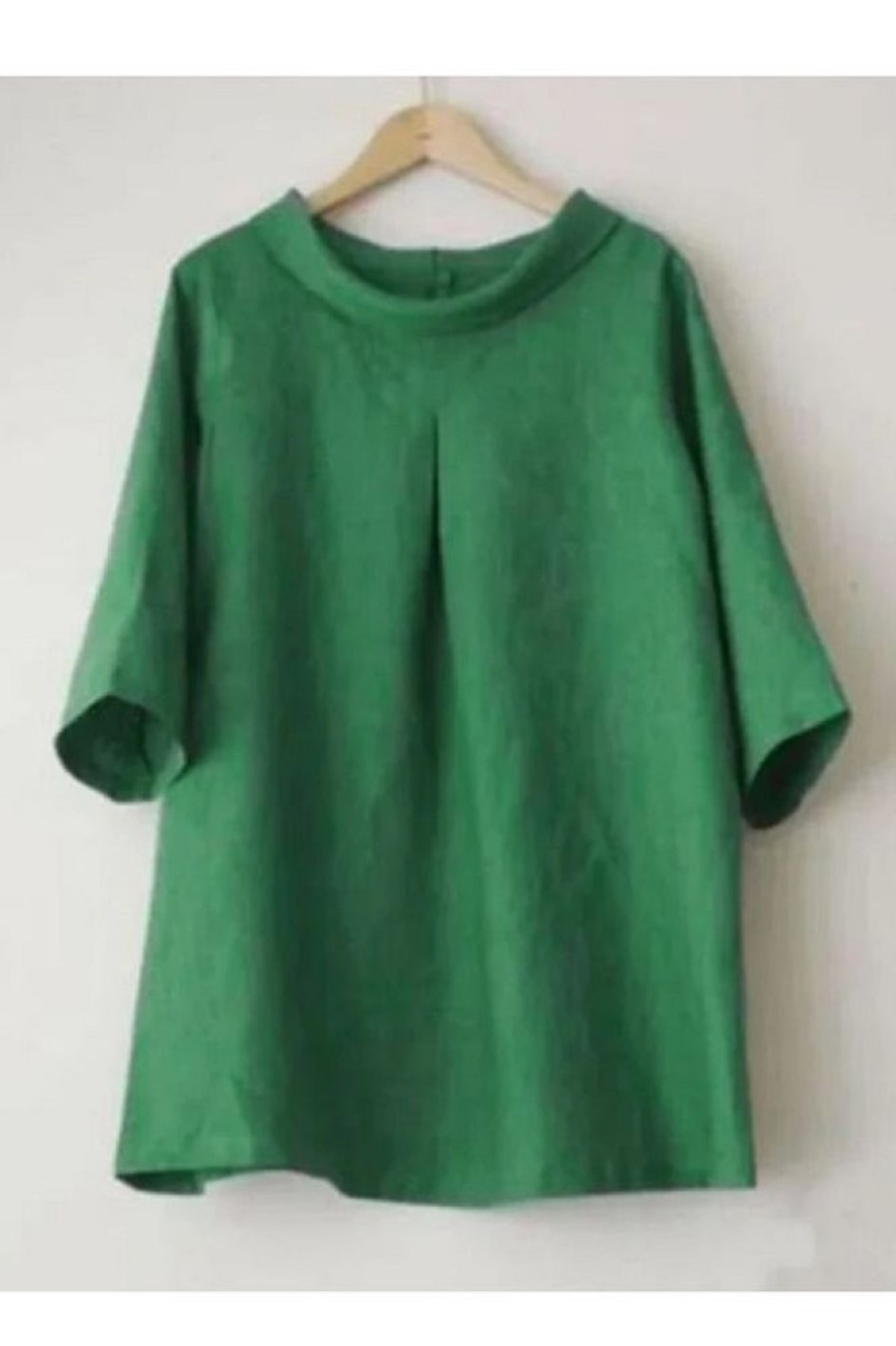 Clothing Azzlee Blouse & Shirts | Casual Round Neck Solid Half Sleeve Blouse Green