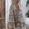 Clothing Azzlee Maxi Dresses | V-Neck Short Sleeve Floral Maxi Dress Multi