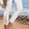 Clothing Azzlee Pants | Casual Solid Lace Legging Pants White