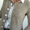 Clothing Azzlee Sweater & Cardigans | Long Sleeve Button Front Cardigan Gray